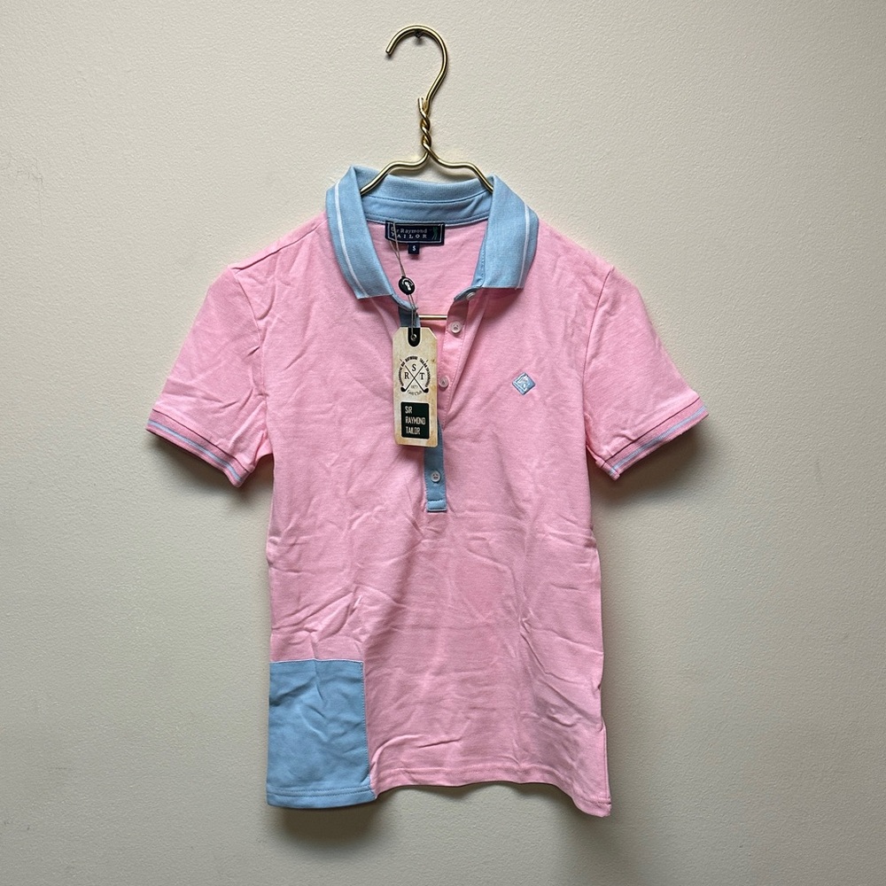Nautica Pink Polo with Blue Collar